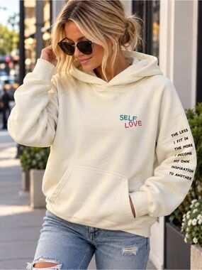 Zadig & Voltaire Cream "Self Love" Embroidered Hoodie
